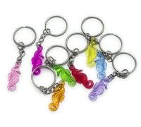 FizzyButton Gifts Set of 8 Seahorse Charm Keyrings Key Ring swith Silver Tone Keychain