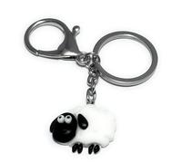 FizzyButton Gifts Sheep Lamb Silver Tone Keyring Key Ring and Lobster Clasp with Resin Charm