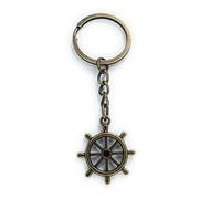 FizzyButton Gifts Ship's Wheel Keyring Key Ring with Bronze Tone Charm and Keychain