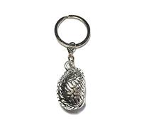 FizzyButton Gifts Silver Tone Brain Keyring Key Ring with Silver Tone Keychain