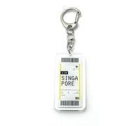 FizzyButton Gifts Singapore Ticket Travel Keyring Key Ring with Acrylic Charm