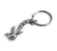 FizzyButton Gifts Skis Skiing Keyring with Silver Tone Charm and Silver Tone Keychain