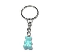FizzyButton Gifts Solid Colour Gummy Bear Jelly Baby Charm Keyring Key Ring with Silver Tone Keychain (Aqua)