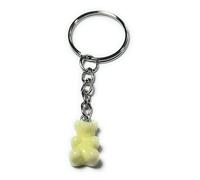 FizzyButton Gifts Solid Colour Gummy Bear Jelly Baby Charm Keyring Key Ring with Silver Tone Keychain (Creamy Pale Yellow)