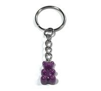 FizzyButton Gifts Solid Colour Gummy Bear Jelly Baby Charm Keyring Key Ring with Silver Tone Keychain (Purple)