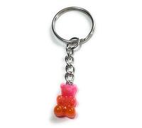 FizzyButton Gifts Solid Colour Gummy Bear Jelly Baby Charm Keyring Key Ring with Silver Tone Keychain (Pink and Orange)