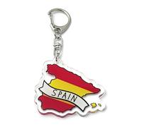 FizzyButton Gifts Spain Spanish Map Flag Travel Keyring Key Ring with Acrylic Charm