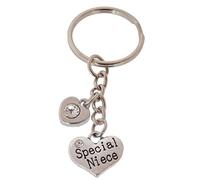 FizzyButton Gifts Special Niece Heart Keyring Key Ring with Rhinestone Charms and Turquoise Gift Box