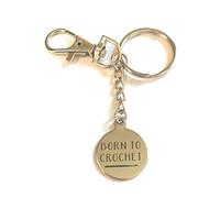 FizzyButton Gifts Stainless Steel Born To Crochet Charm Keyring Key Ring in Turquoise Gift Box