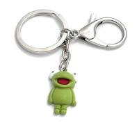 FizzyButton Gifts Standing Green Frog Keyring Key Ring and Lobster Clasp with Resin Charm
