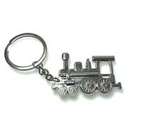 FizzyButton Gifts Steam Train Keyring Key Ring with Silver Tone Charm and Silver Tone Keychain