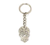 FizzyButton Gifts Sugar Skull Charm Keyring Key Ring with Silver Tone Keychain