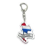 FizzyButton Gifts Thailand Thai Map Flag Travel Keyring Key Ring with Acrylic Charm