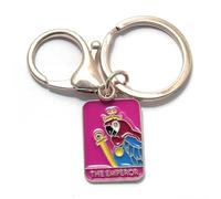 FizzyButton Gifts The Emperor Tarot Card Gold Tone Keyring Key Ring and Lobster Clasp with Enamel Charm