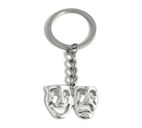 FizzyButton Gifts Theatre Mask Charm Keyring Key Ring with Silver Tone Keychain