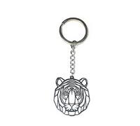 FizzyButton Gifts Tiger Head Keyring Key Ring with Origami Style Stainless Steel Charm