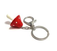 FizzyButton Gifts Toadstool Mushroom Keyring Key Ring and Lobster Clasp with Resin Charm