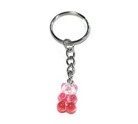 FizzyButton Gifts Translucent Gummy Bear Jelly Baby Charm Keyring Key Ring with Silver Tone Keychain (Orange and Pink)