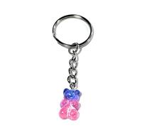 FizzyButton Gifts Translucent Gummy Bear Jelly Baby Charm Keyring Key Ring with Silver Tone Keychain (Blue and Pink)