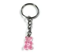 FizzyButton Gifts Translucent Gummy Bear Jelly Baby Charm Keyring Key Ring with Silver Tone Keychain (Baby Pink Glitter)