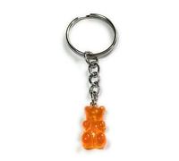 FizzyButton Gifts Translucent Gummy Bear Jelly Baby Charm Keyring Key Ring with Silver Tone Keychain (Orange)