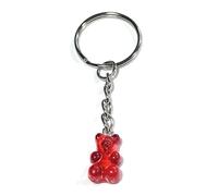 FizzyButton Gifts Translucent Gummy Bear Jelly Baby Charm Keyring Key Ring with Silver Tone Keychain (Red)