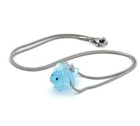 FizzyButton Gifts Translucent Resin Triceratops Dinosaur Charm Necklace with Stainless Steel Chain and Turquoise Gift Box