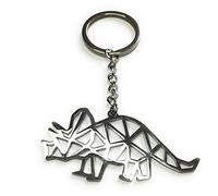 FizzyButton Gifts Triceratops Dinosaur Keyring Key Ring with Origami Style Stainless Steel Charm