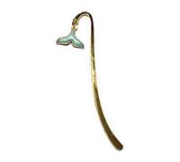 FizzyButton Gifts Turquoise Glitter Whale Mermaid Tail Mini Bookmark with Gold Tone Enamel Charm, in Gift Bag