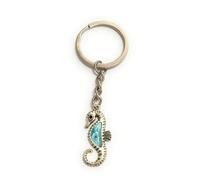 FizzyButton Gifts Turquoise Seahorse Keyring Key Ring with Enamel Charm and Silver Tone Keychain