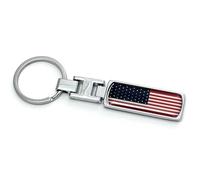 FizzyButton Gifts USA Stars and Stripes Flag Keyring Key Ring with Resin Charm and Silver Tone Keychain