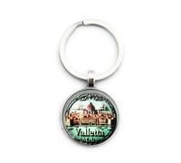 FizzyButton Gifts Valletta Malta Travel Charm Key Ring with Silver Tone Keyring