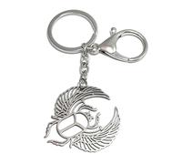 FizzyButton Gifts Winged Beetle Silver Tone Keyring Key Ring and Lobster Clasp with Stainless Steel Charm