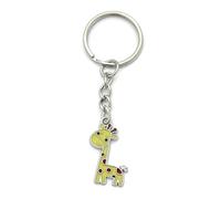 FizzyButton Gifts Yellow Giraffe Keyring Key Ring with Enamel Charm and Silver Tone Keychain