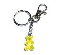 FizzyButton Gifts Yellow Translucent Jelly Baby Gummy Bear Charm Keyring | Silver tone Key Ring and Keychain, Resin Charm, Novelty Food Gift