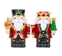Fizzyo 2PCS Christmas Nutcracker Candle Holders, Nutcracker Soldier Figures Candlestick Stand Decorative Tea Light Candle Holder Ornament for Christmas Festival Table Centerpiece Mantel Home Decor