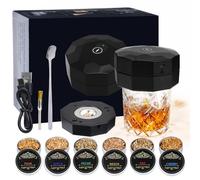 Fizzyo Electric Cocktail Smoker Kit with 6 Flavors Wood Chips & LED Light, Rechargeable Whiskey Smoker Infuser Kit Drink Smoker Set Birthday Bourbon Whiskey Gifts for Cocktail Lovers Men Dad Husband