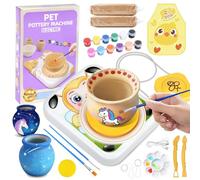 Fizzyo Pottery Wheel for Kids - Pottery Studio Arts & Crafts Kit for Kids Ages 8-12 with 2 Pack Painting Kit Air Dry Clay, Mini Clay Making Pottery Wheel with Foot Pedal for Girls Boy Birthday Gift