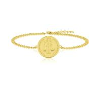 FJ 18ct Gold Plated Saint Benedict Bracelet 925 Sterling Silver St Benedict Bracelet NR Cross Protection Bracelet Round Coin Antiqued Religious Protector Talisman Jewellery for Men Women