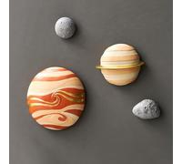 FJ 4 Pieces Outer Space Planets Wall Decoration for Boys Room - Modern Wall Sculptures Earth Solar System Decorations for Living Room 3D Theme (Modern, Planet B)