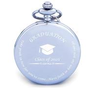 FJ Frederick James College Graduation Gifts for Him 2025 - Silver Pocket Watch - Engraved ‘Class of 2025’ - Meaningful High School Grad Gifts for Boys/Son, Silver, Classic