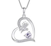 FJ Heart Butterfly Pendant Necklace 925 Sterling Silver Alexandrite Necklace June Birthstone Jewellery Gifts for Women