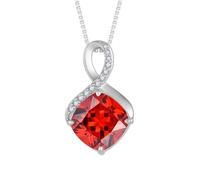 FJ Infinity Birthstone Pendant Necklace 925 Sterling Silver Square Princess Cut Jewellery for Women
