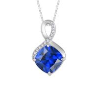 FJ Infinity Birthstone Pendant Necklace 925 Sterling Silver Square Princess Cut Jewellery for Women
