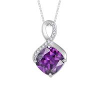 FJ Infinity Birthstone Pendant Necklace 925 Sterling Silver Square Princess Cut Jewellery for Women