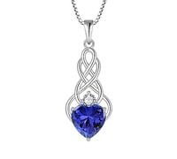 FJ Infinity Celtic Knot Necklace 925 Sterling Silver Tanzanite Necklace December Birthstone Pendant Irish Good Luck Jewellery for Women