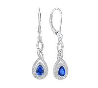 FJ Infinity Dangle Drop Earrings 925 Sterling Silver Teardrop Pear Cut Sapphire Earrings September Birthstone Jewellery Gifts for Women
