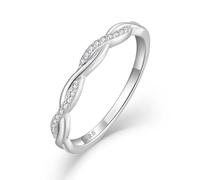 FJ Infinity Eternity Promise Ring 925 Sterling Silver Twisted Stackable Ring Wedding Band Statement Rings for Women Size K