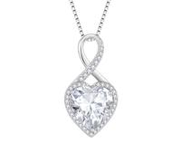 FJ Infinity Heart Necklace 925 Sterling Silver Simulated Diamond Pendant April Birthstone Jewellery for Women