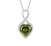 FJ Infinity Necklaces for Women 925 Sterling Silver Heart Peridot Necklace August Birthstone Pendant Jewellery Gifts for Her